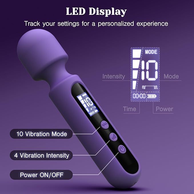 Wand Vibrator for Women – 3 Interchangeable Attachments, Clitoral & G-Spot Stimulator, LCD Display