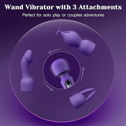 Wand Vibrator for Women – 3 Interchangeable Attachments, Clitoral &amp; G-Spot Stimulator, LCD Display