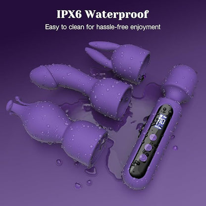 Wand Vibrator for Women – 3 Interchangeable Attachments, Clitoral &amp; G-Spot Stimulator, LCD Display