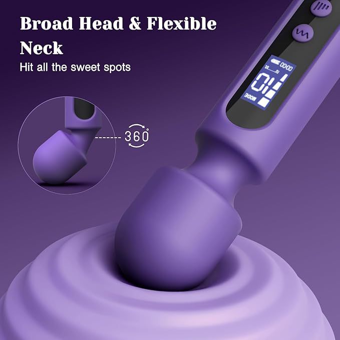 Wand Vibrator for Women – 3 Interchangeable Attachments, Clitoral &amp; G-Spot Stimulator, LCD Display