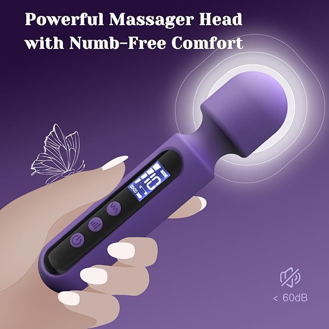 Wand Vibrator for Women – 3 Interchangeable Attachments, Clitoral &amp; G-Spot Stimulator, LCD Display