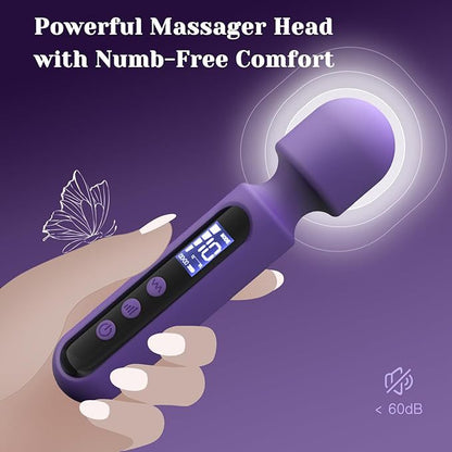 Wand Vibrator for Women – 3 Interchangeable Attachments, Clitoral &amp; G-Spot Stimulator, LCD Display