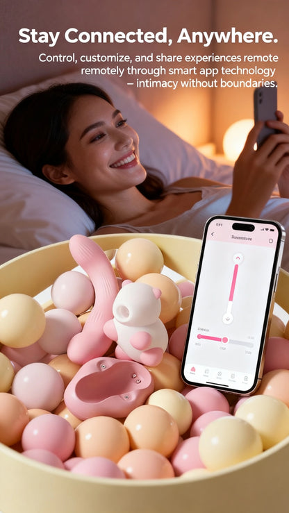 Silent Dual-Stimulation Vibrator for Women | Long-Distance APP Control Rabbit Vibe with Sucking Clitoral Stimulator | Flexible, Discreet & USB Charging Base