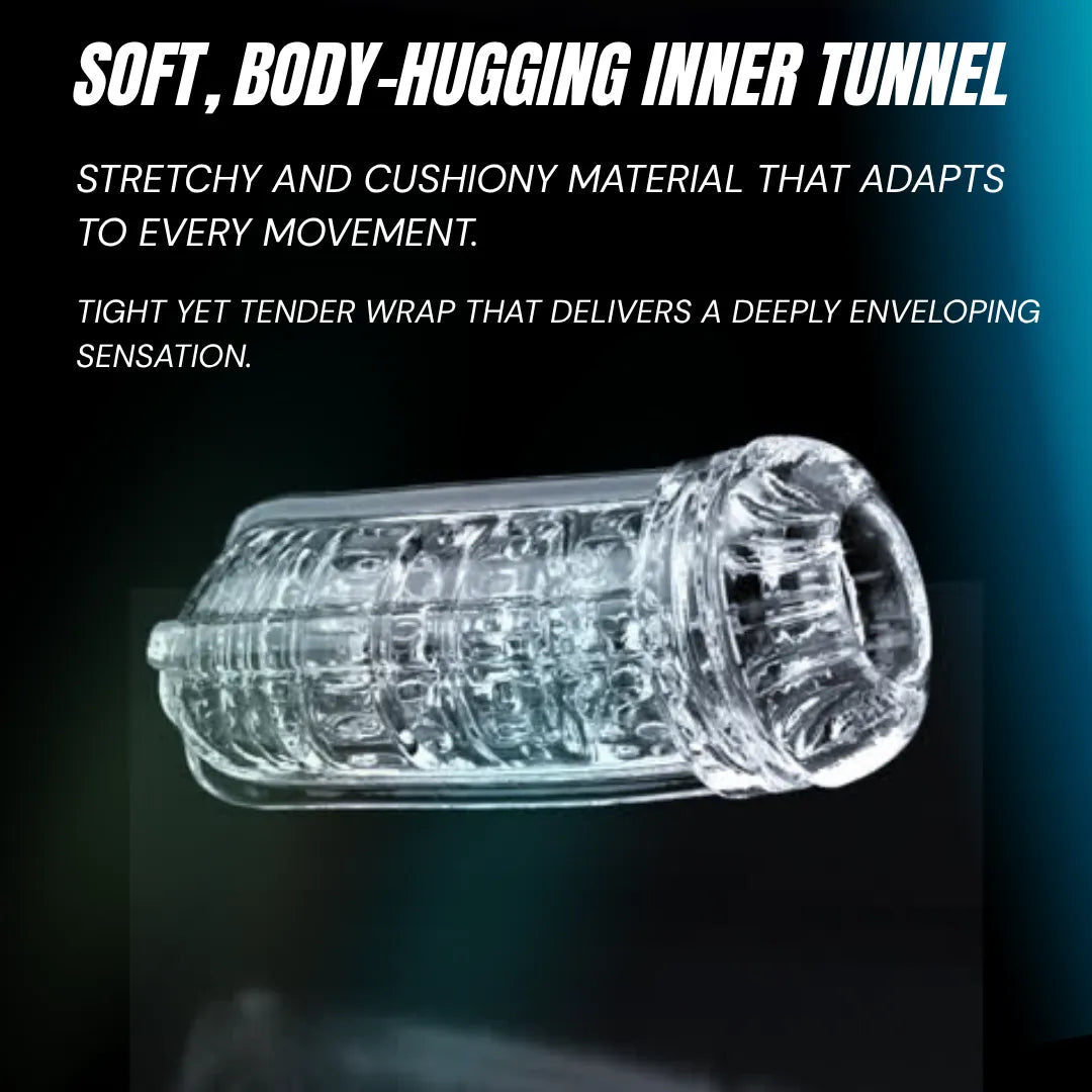 Manual Crystal Masturbator Cup | Spiral Suction & Textured Channel | Hands-On Male Pleasure