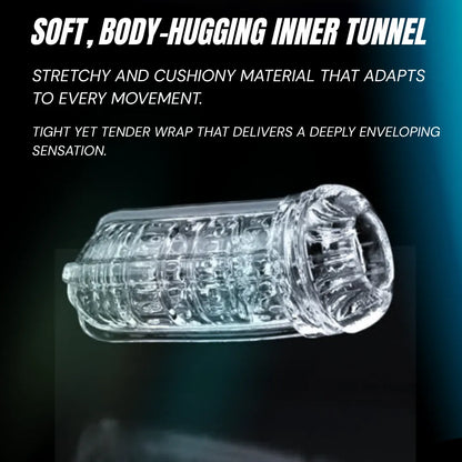 Manual Crystal Masturbator Cup | Spiral Suction & Textured Channel | Hands-On Male Pleasure