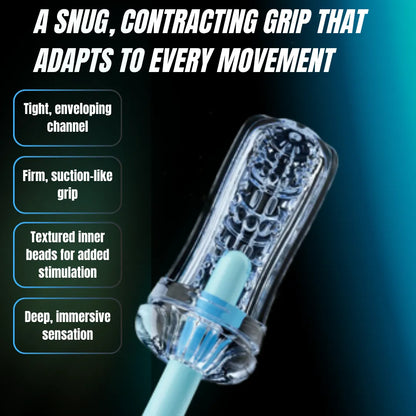 Manual Crystal Masturbator Cup | Spiral Suction & Textured Channel | Hands-On Male Pleasure