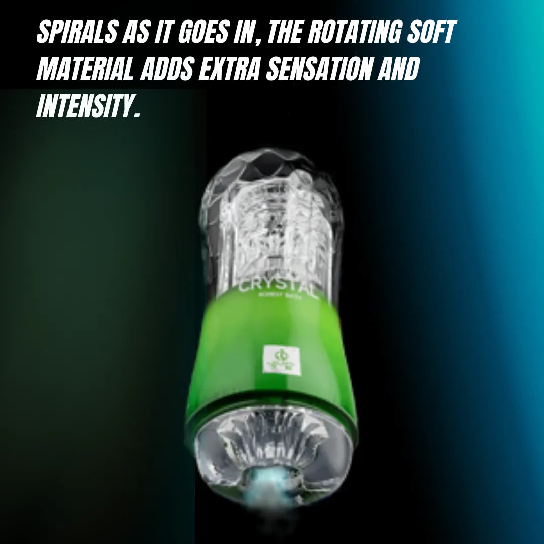 Manual Crystal Masturbator Cup | Spiral Suction & Textured Channel | Hands-On Male Pleasure