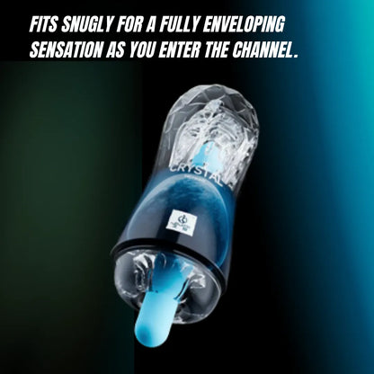 Manual Crystal Masturbator Cup | Spiral Suction & Textured Channel | Hands-On Male Pleasure