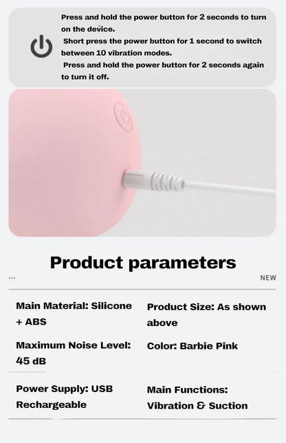 Premium Rabbit Vibrator for Couples – Sonic Suction & 10-Mode Vibration in Barbie Pink
